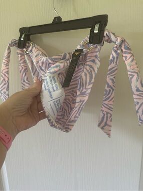 Victoria's Secret Pink and Light Blue Zebra Tie-Side Bikini Bottom